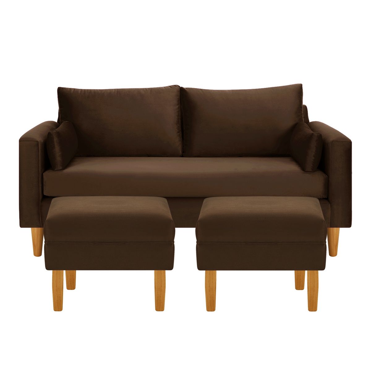 BODEVIR - Sofa Sky 3C+2 Pouf Felpa 04 Chocolate.