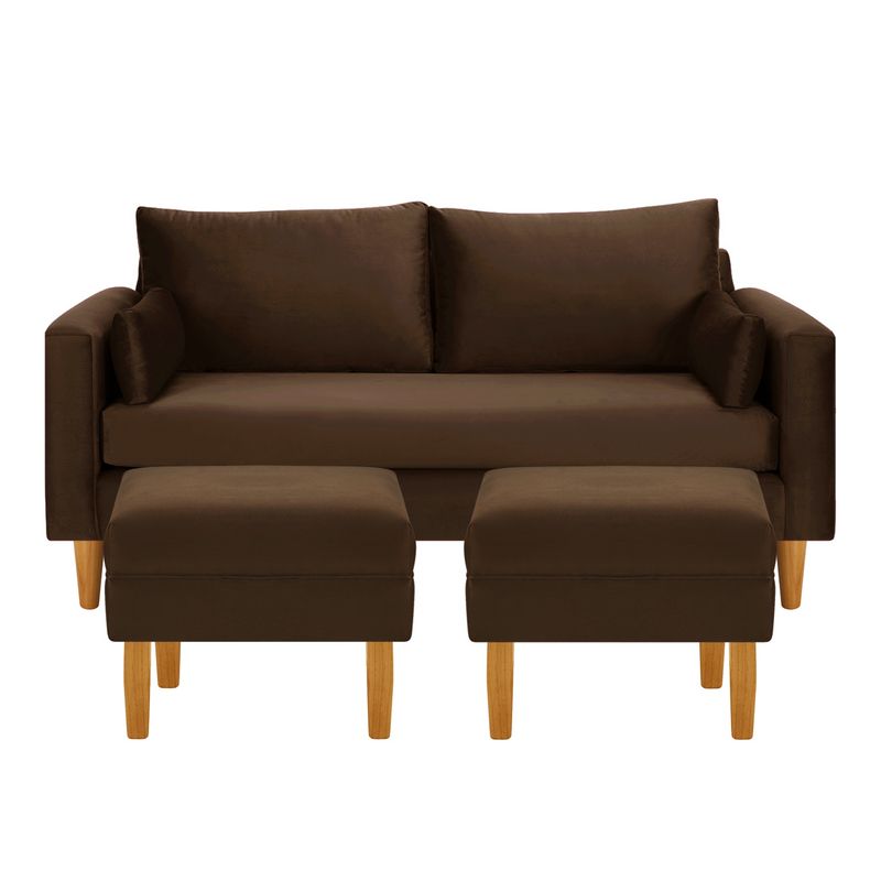 BODEVIR - Sofa Sky 3C+2 Pouf Felpa 04 Chocolate