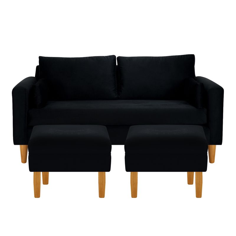 BODEVIR - Sofa Sky 3C+2 Pouf Felpa 04 Negro