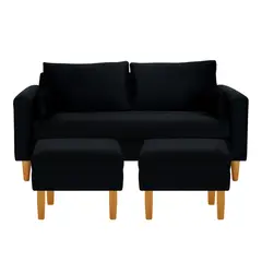 BODEVIR - Sofa Sky 3C+2 Pouf Felpa 04 Negro