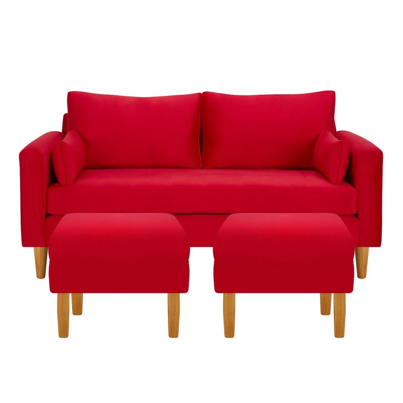 BODEVIR - Sofa Sky 3C+2 Pouf Felpa 04 Rojo