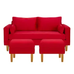 BODEVIR - Sofa Sky 3C+2 Pouf Felpa 04 Rojo