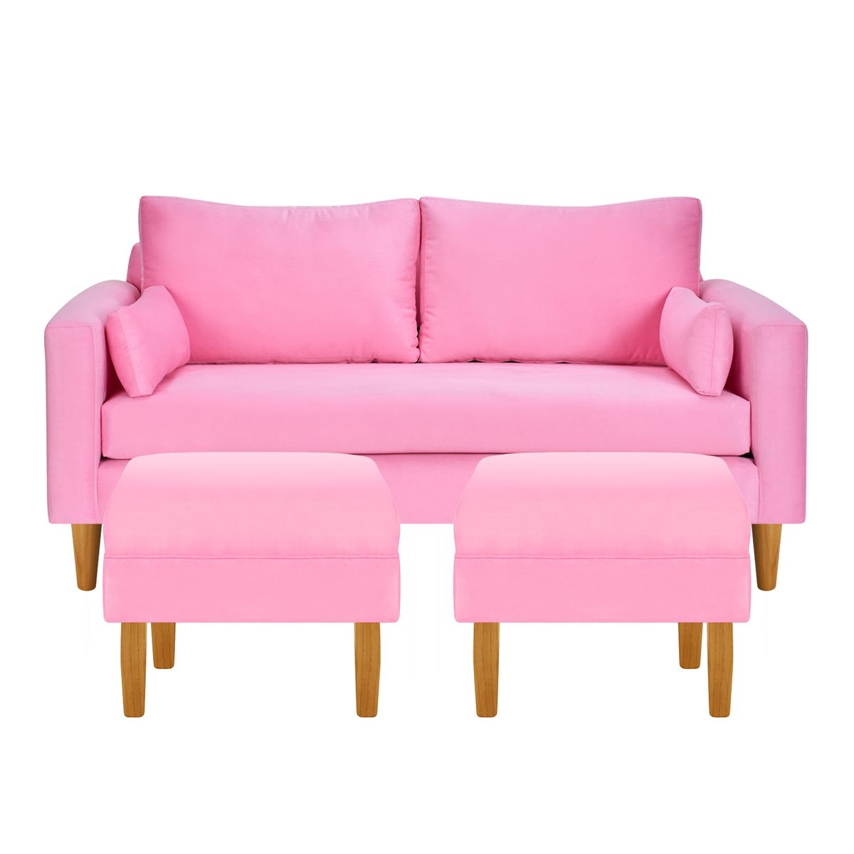 BODEVIR - Sofa Sky 3C+2 Pouf Felpa 04 Rosado