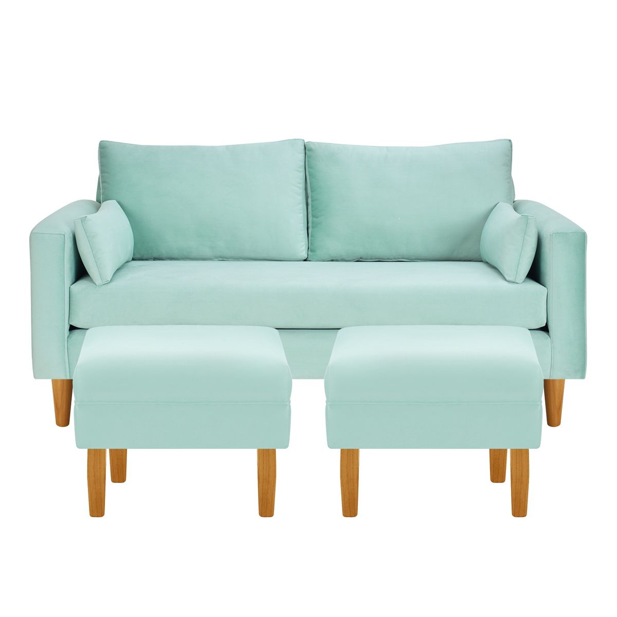 BODEVIR - Sofa Sky 3C+2 Pouf Felpa 04 Verde Agua