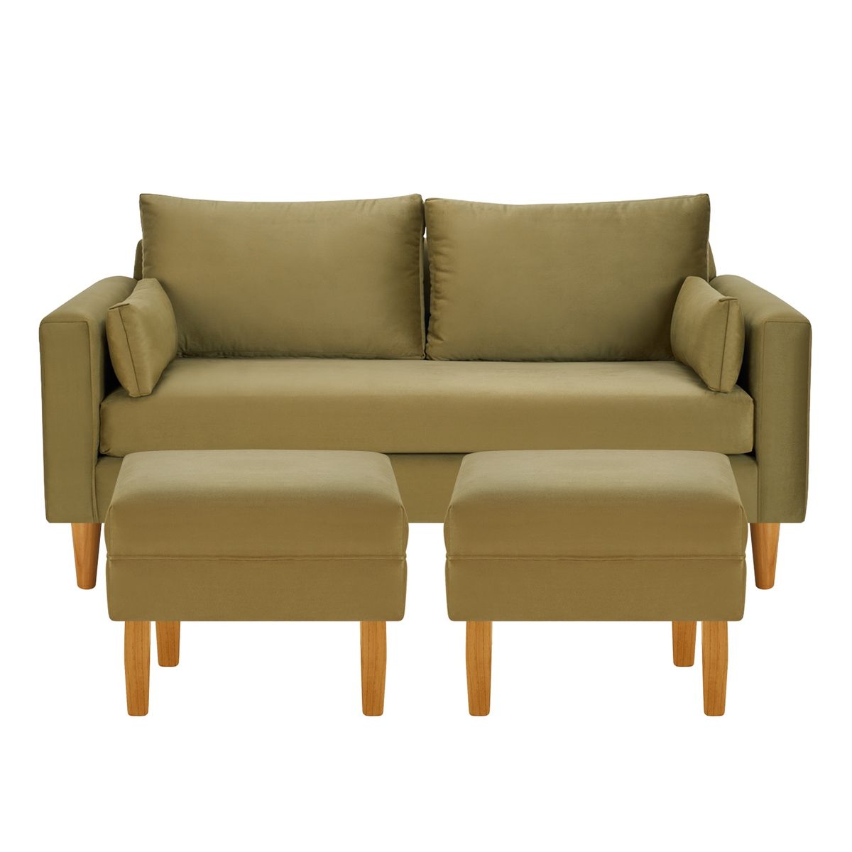 BODEVIR - Sofa Sky 3C+2 Pouf Felpa 04 Verde Musgo