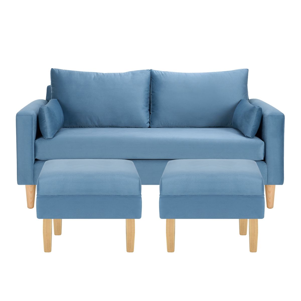 BODEVIR - Sofa Sky 3C+2 Pouf Felpa 05 Azul Petroleo
