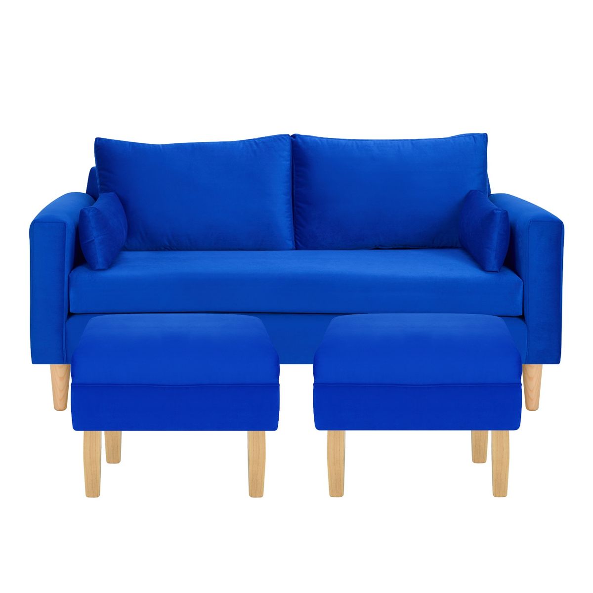 BODEVIR - Sofa Sky 3C+2 Pouf Felpa 05 Azul Rey