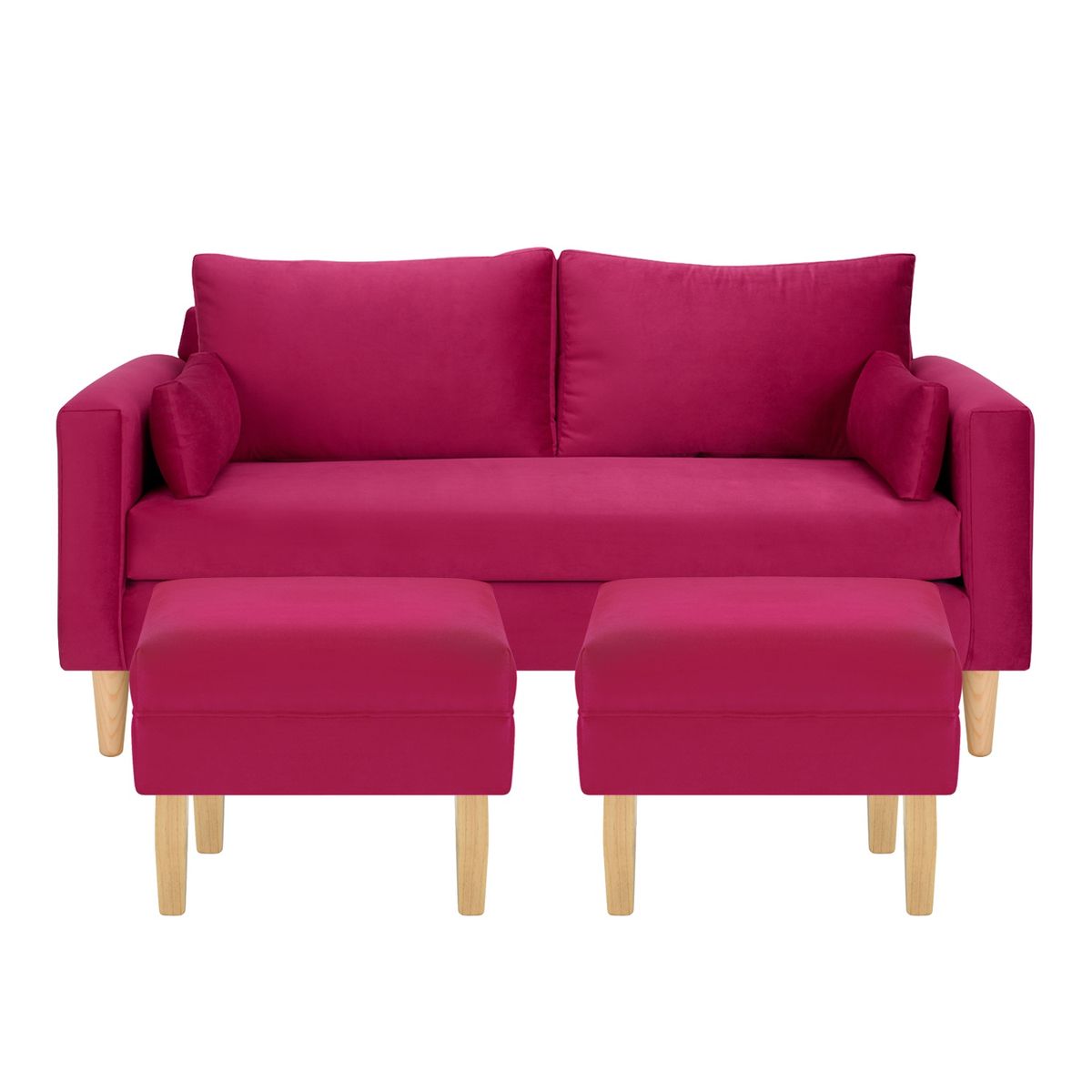 BODEVIR - Sofa Sky 3C+2 Pouf Felpa 05 Burdeo