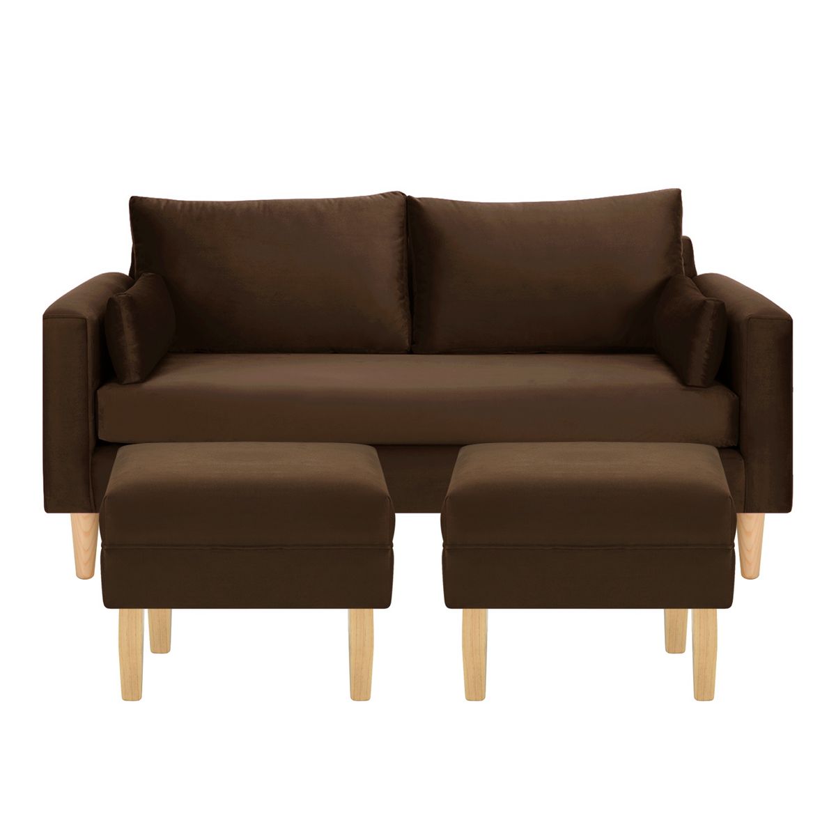BODEVIR - Sofa Sky 3C+2 Pouf Felpa 05 Chocolate