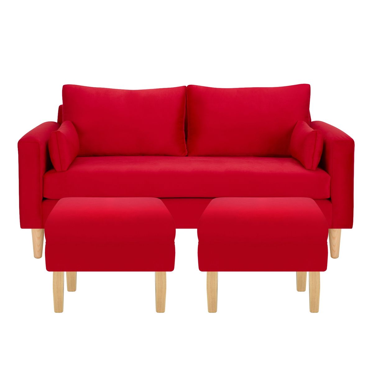 BODEVIR - Sofa Sky 3C+2 Pouf Felpa 05 Rojo
