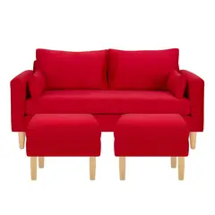 BODEVIR - Sofa Sky 3C+2 Pouf Felpa 05 Rojo