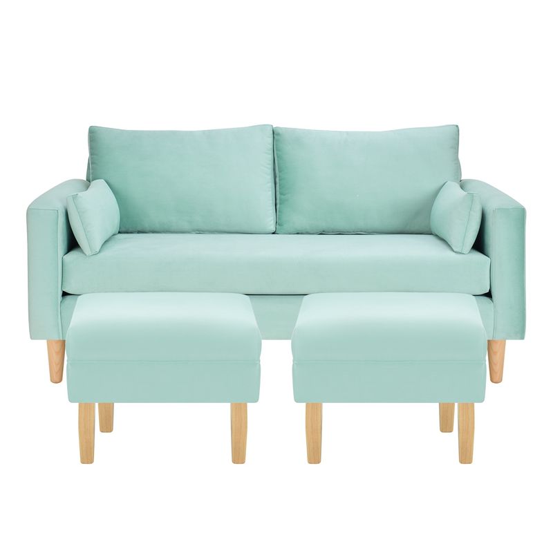 BODEVIR - Sofa Sky 3C+2 Pouf Felpa 05 Verde Agua