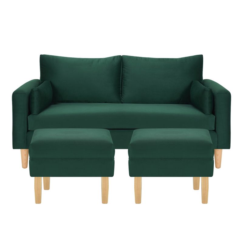 BODEVIR - Sofa Sky 3C+2 Pouf Felpa 05 Verde Botella
