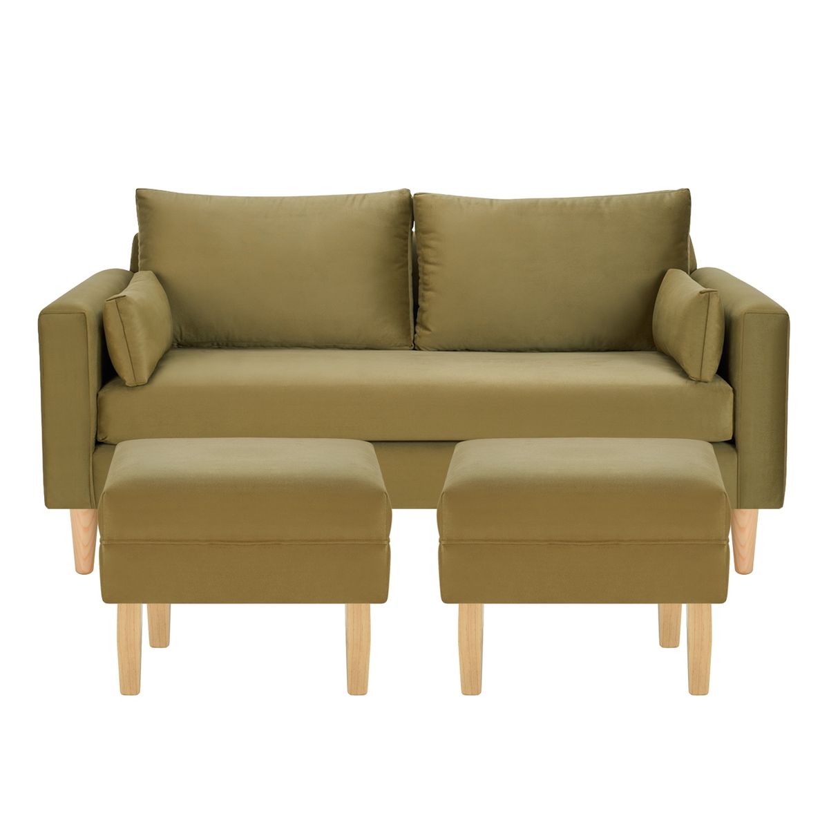 BODEVIR - Sofa Sky 3C+2 Pouf Felpa 05 Verde Musgo