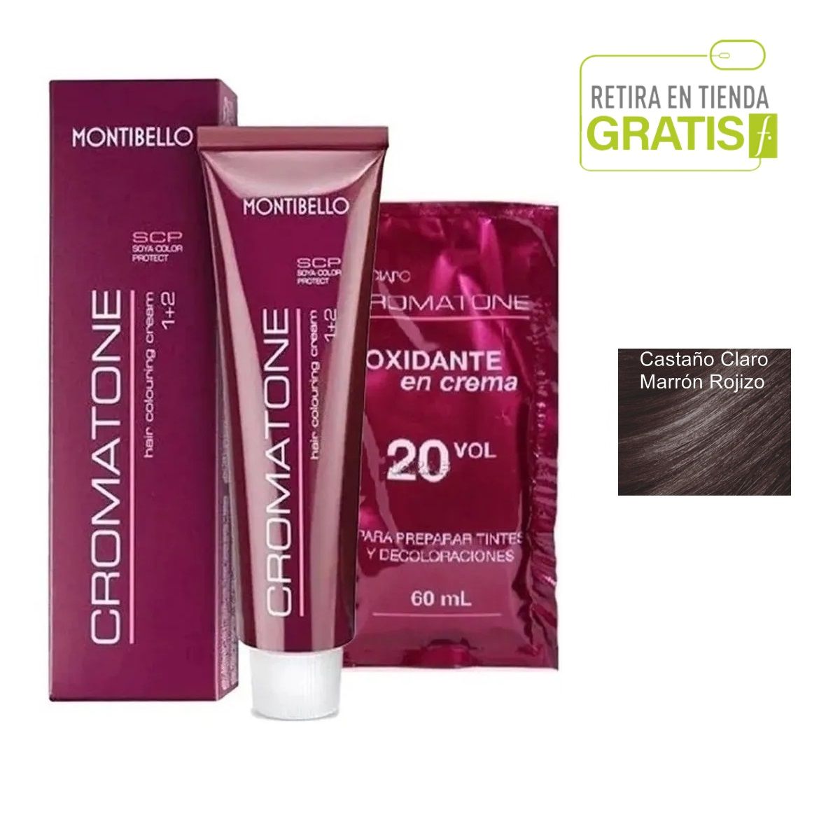 MONTIBELLO - Tintura Cromatone 5.67 Castaño Claro Marrón Rojizo+  Oxidante