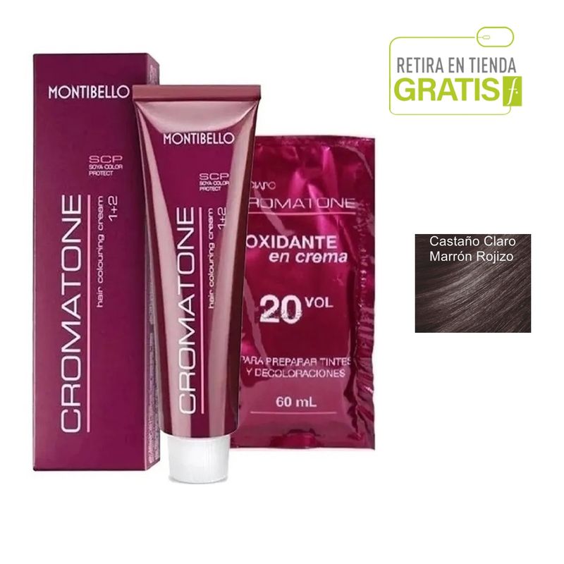 MONTIBELLO - Tintura Permanente Cromatone 5.67 Castaño Claro Marrón Rojizo+  Oxidante