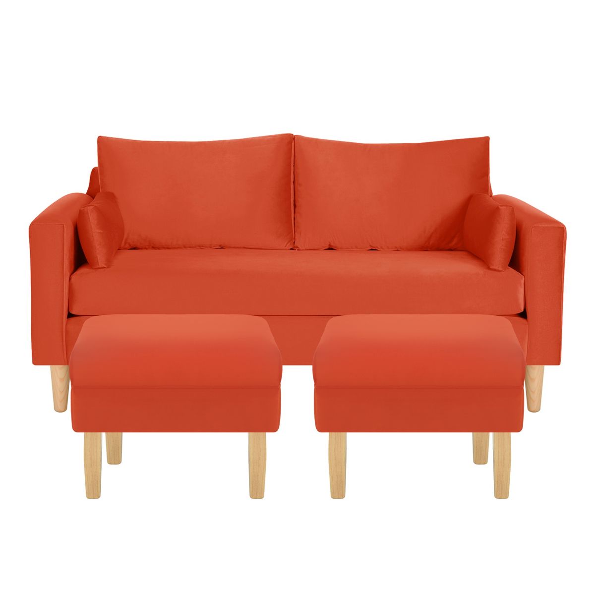 BODEVIR - Sofa Sky 3C+2 Pouf Felpa 05 Naranjo