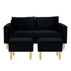 BODEVIR - Sofa Sky 3C+2 Pouf Felpa 05 Negro