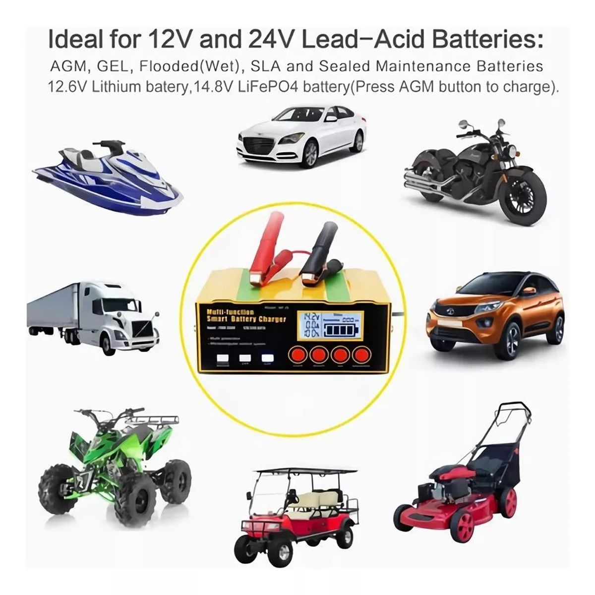 MUNDO MAGIA - Cargador Batería Auto Carga Rápida Para Todas Baterías 220w