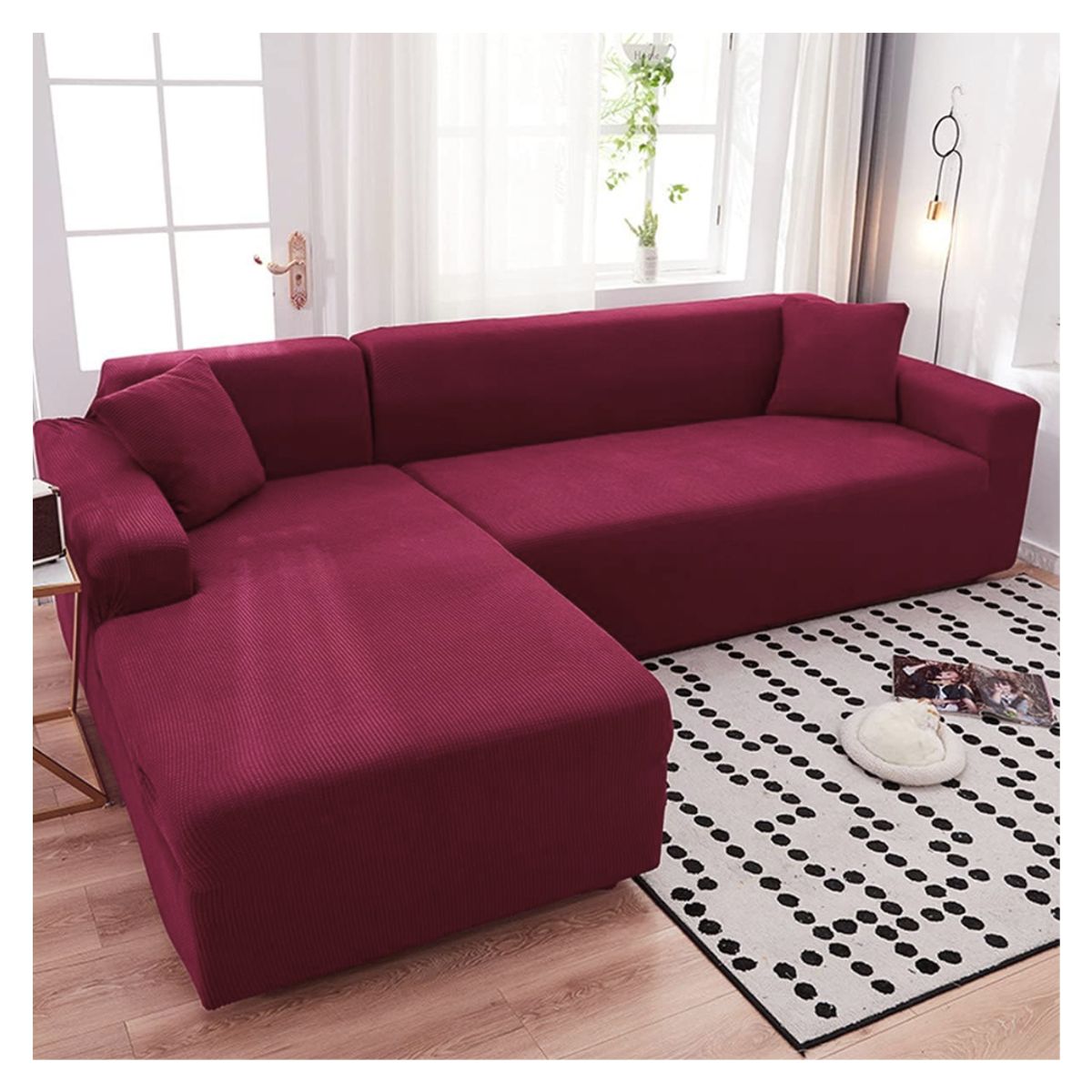 GENERICO - Funda Cubre Sillón Sofá Tipo L 3 Cuerpo Elástica Cuadrille