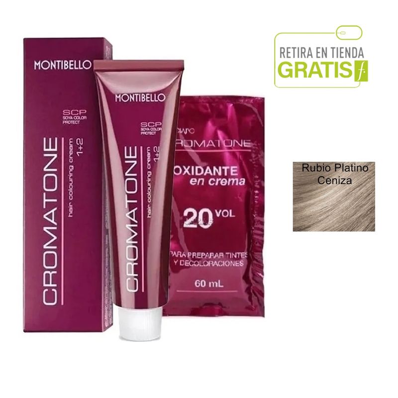 MONTIBELLO - Tintura Permanente Cromatone 10.1 Rubio Platino Ceniza+  Oxidante