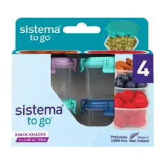 SISTEMA - To Go Pack 4 Contenedores Herméticos 62ML Knick Knacks Colores