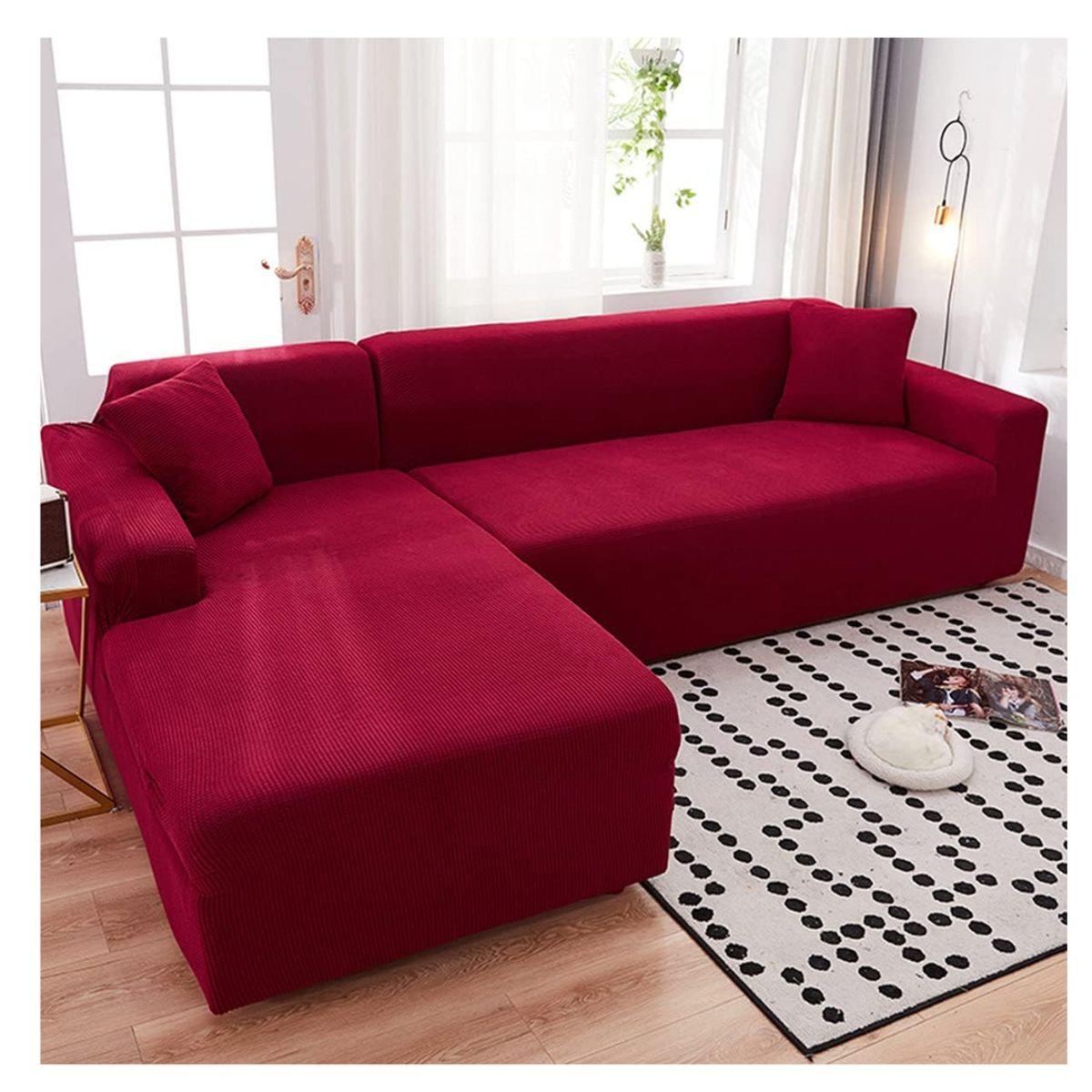 GENERICO - Funda Cubre Sillón Sofá Tipo L 3 Cuerpo Elástica Cuadrille