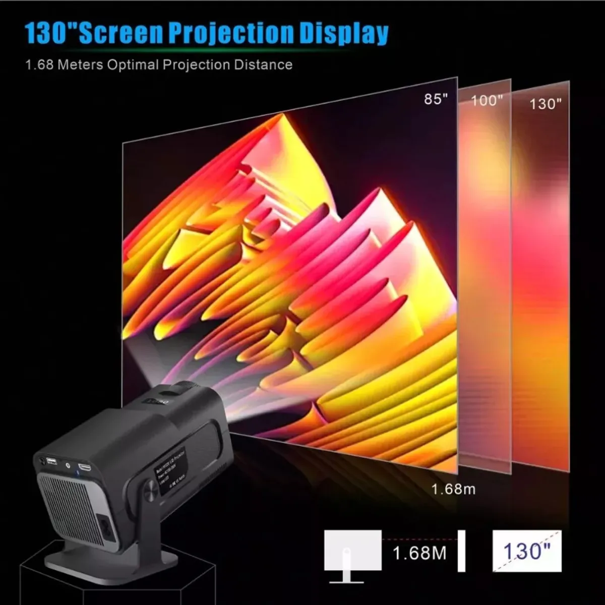 MUNDO MAGIA - Proyector Portátil Mini Hy320 1080p 4k 10000 Lux Negro