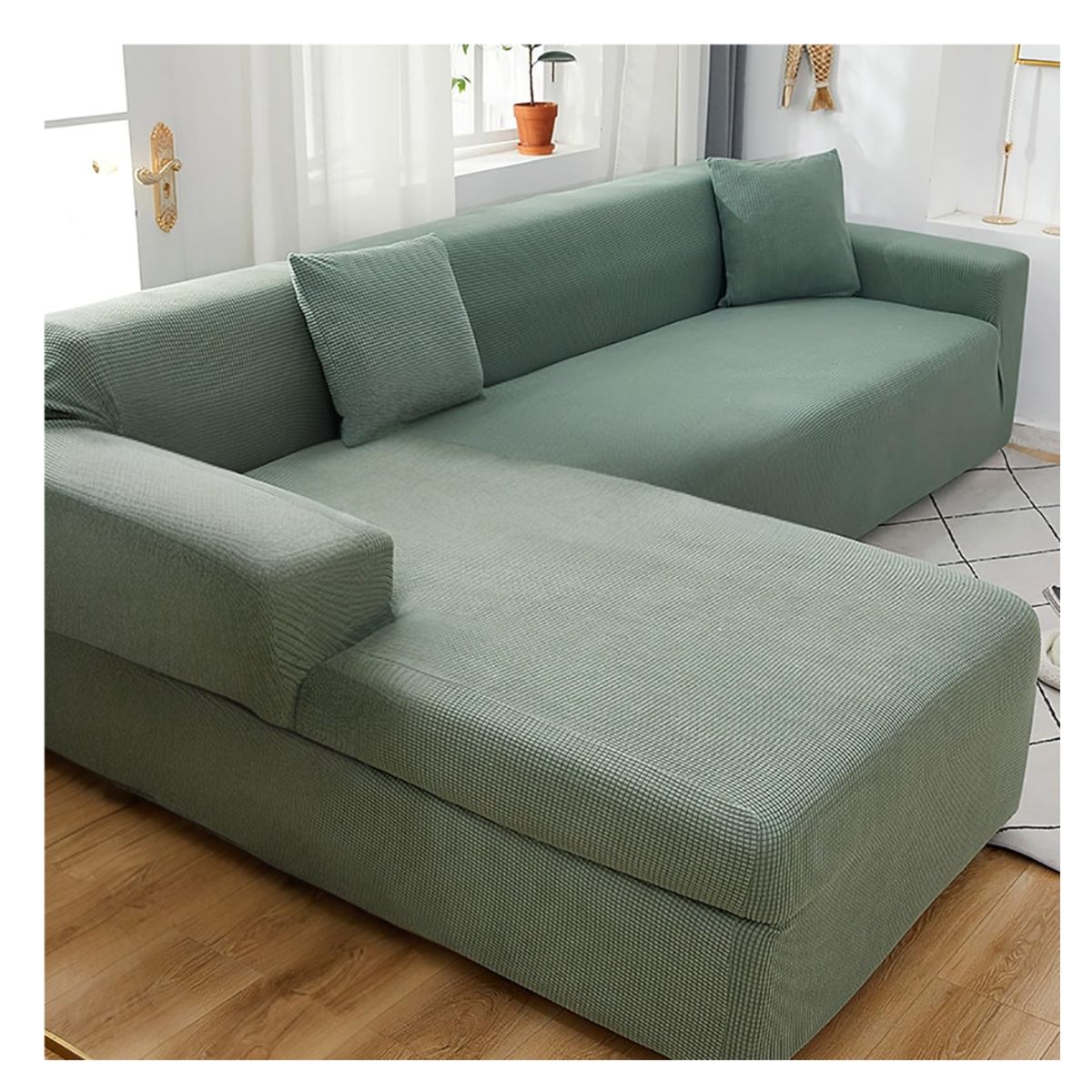 GENERICO - Funda Cubre Sillón Sofá Tipo L 3 Cuerpo Elástica Cuadrille