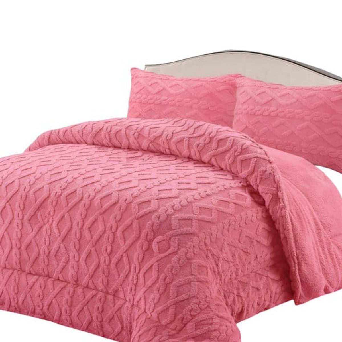 GENERICO - CUBRECAMA GRUESO PARA INVIERNO KING - SUPER ROSA