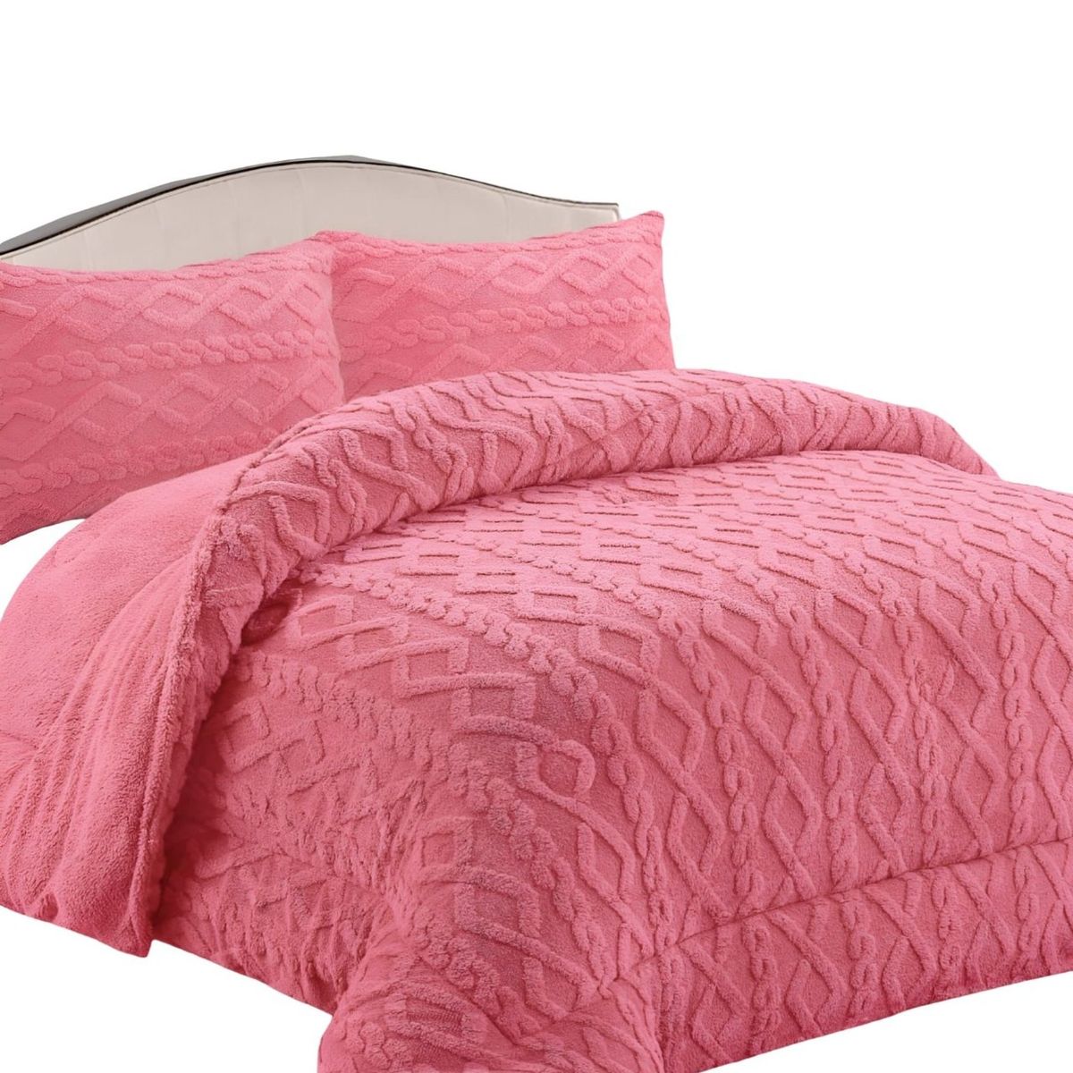 GENERICO - CUBRECAMA GRUESO PARA INVIERNO KING - SUPER ROSA