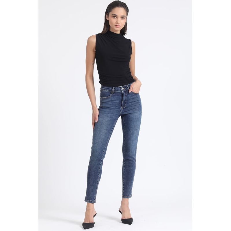 LIOLA - Jeans Skinny Push-Up, Tiro Medio, Azul Liola