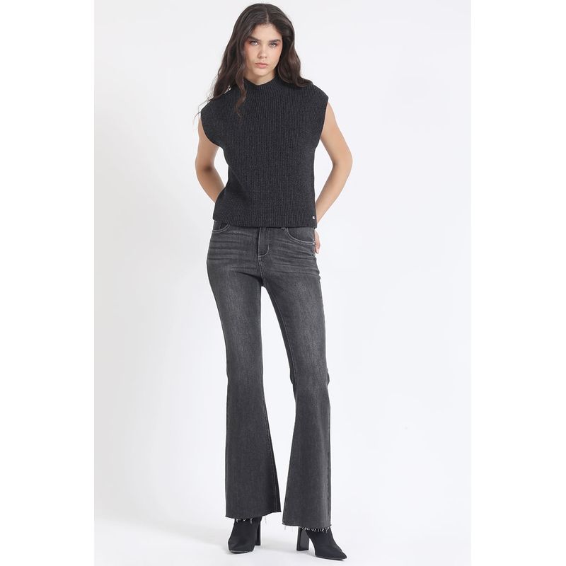 LIOLA - Jeans Flare Push-Up, Tiro Medio, Gris Liola