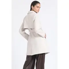 LIOLA - Trench Efecto Gamuza, Forro Estampado, Beige