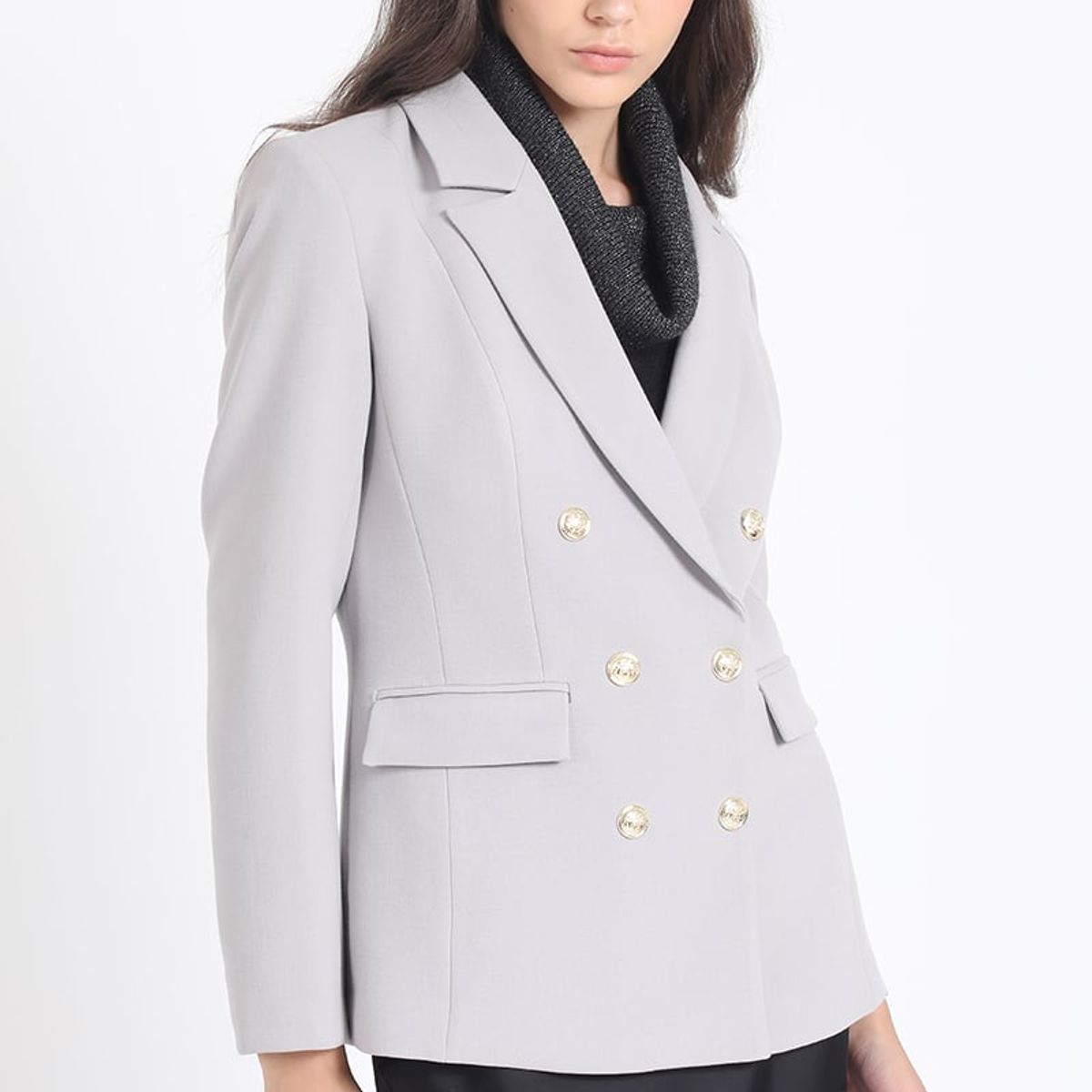 LIOLA - Blazer Entallado Cruzado, Gris Liola