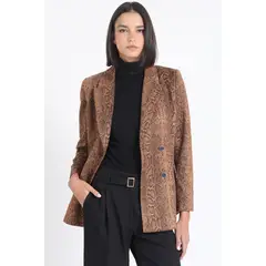 LIOLA - Blazer Efecto Gamuza Estampado, Café
