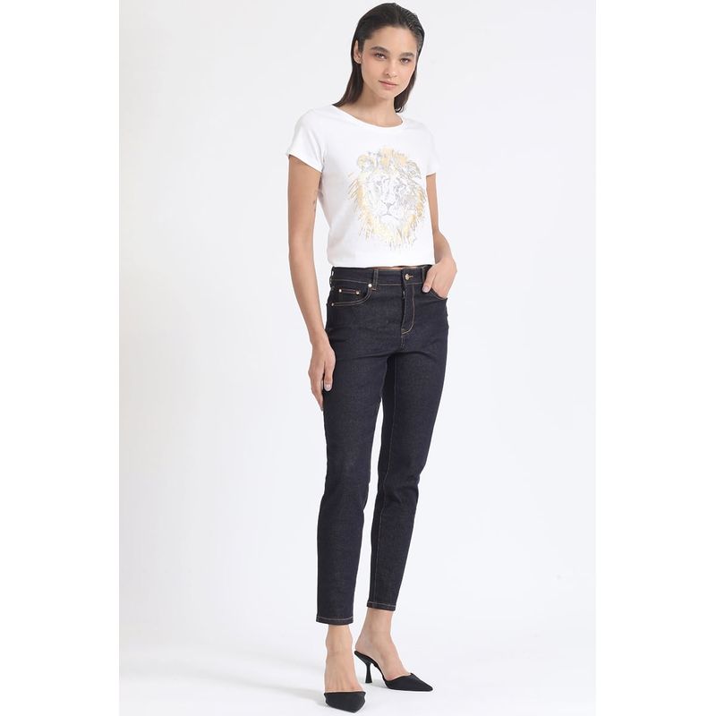 LIOLA - Jeans Skinny, Tiro Medio, Con Bordado, Indigo Liola