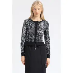 LIOLA - Cardigan Animal Print, Negro