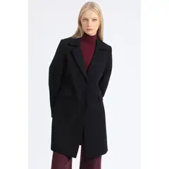 LIOLA - Abrigo Basico Forro Estampado, Muflon Negro