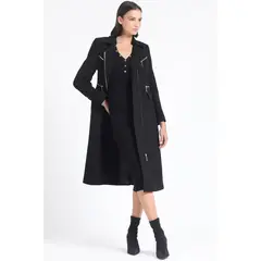 LIOLA - Abrigo Largo Biker, Muflon Negro