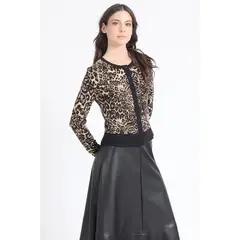 LIOLA - Cardigan Animal Print, Café