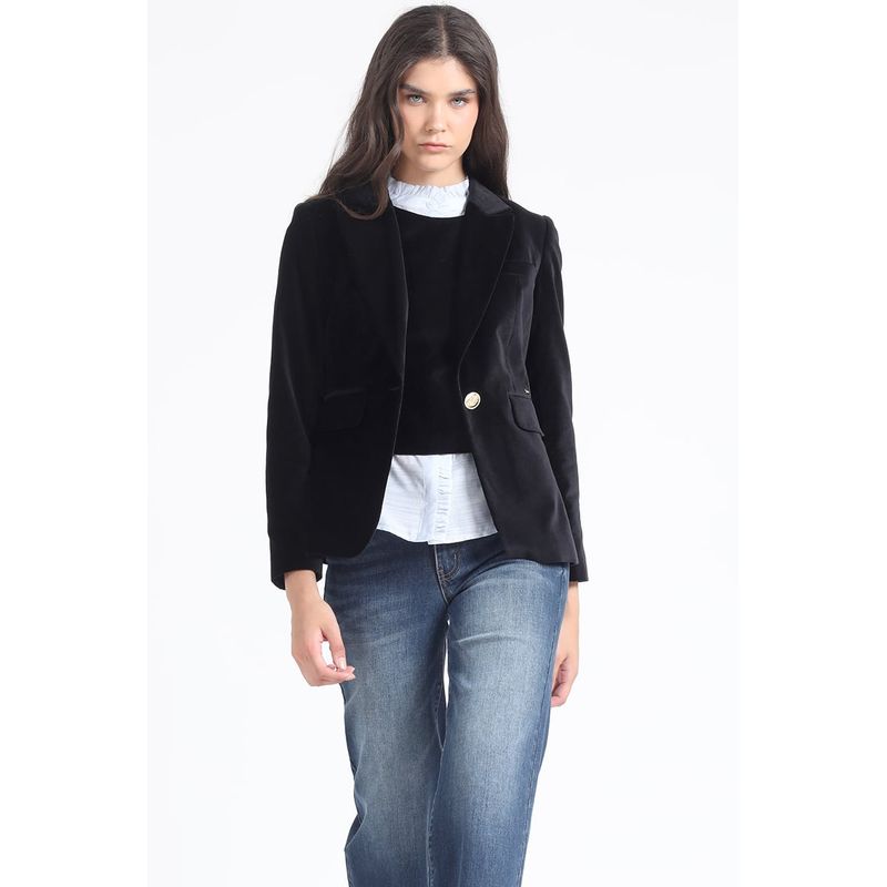 LIOLA - Blazer Entallado Terciopelo, Negro Liola