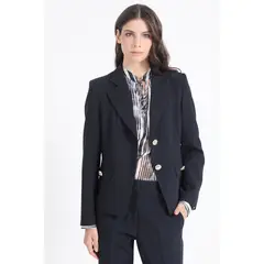 LIOLA - Blazer Entallado Con Cinturon, Azul Marino