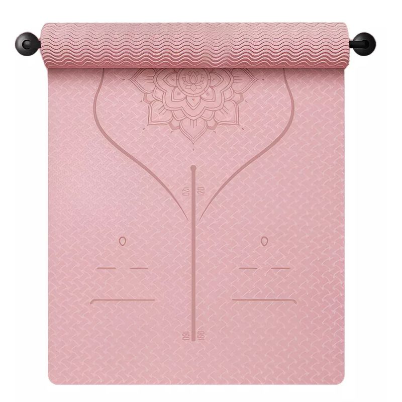 GENERICO - Mat de Yoga Con Marcas De Alineación de 8mm más bolso-Rosado