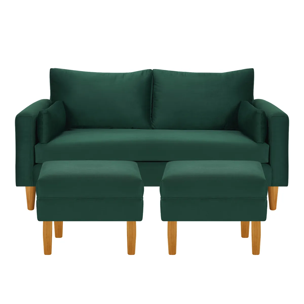 BODEVIR - Sofa Sky 3C+2 Pouf Felpa 04 Verde Botella