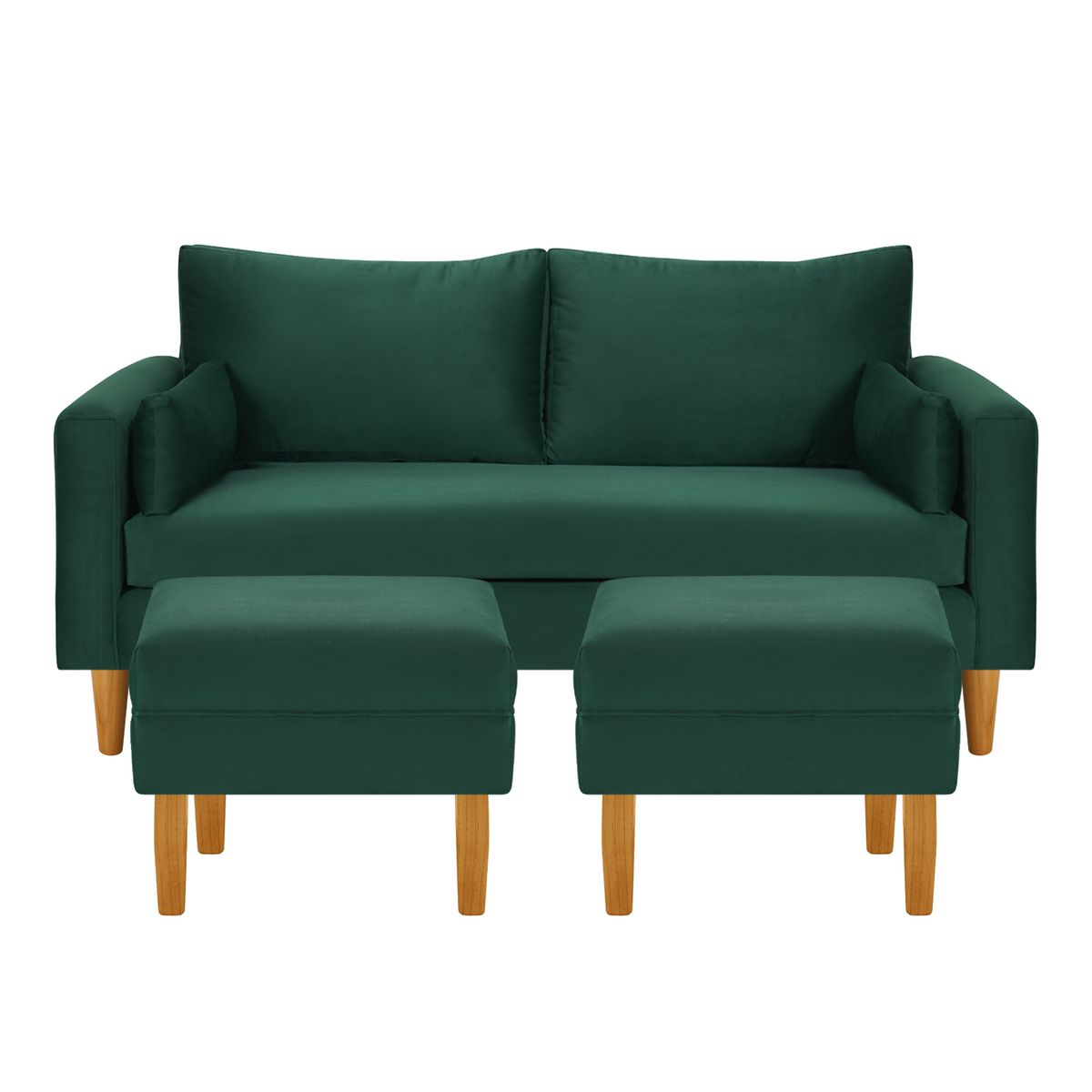 BODEVIR - Sofa Sky 3C+2 Pouf Felpa 04 Verde Botella