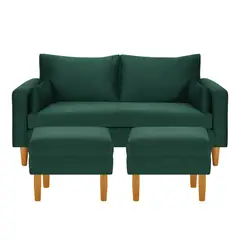 BODEVIR - Sofa Sky 3C+2 Pouf Felpa 04 Verde Botella