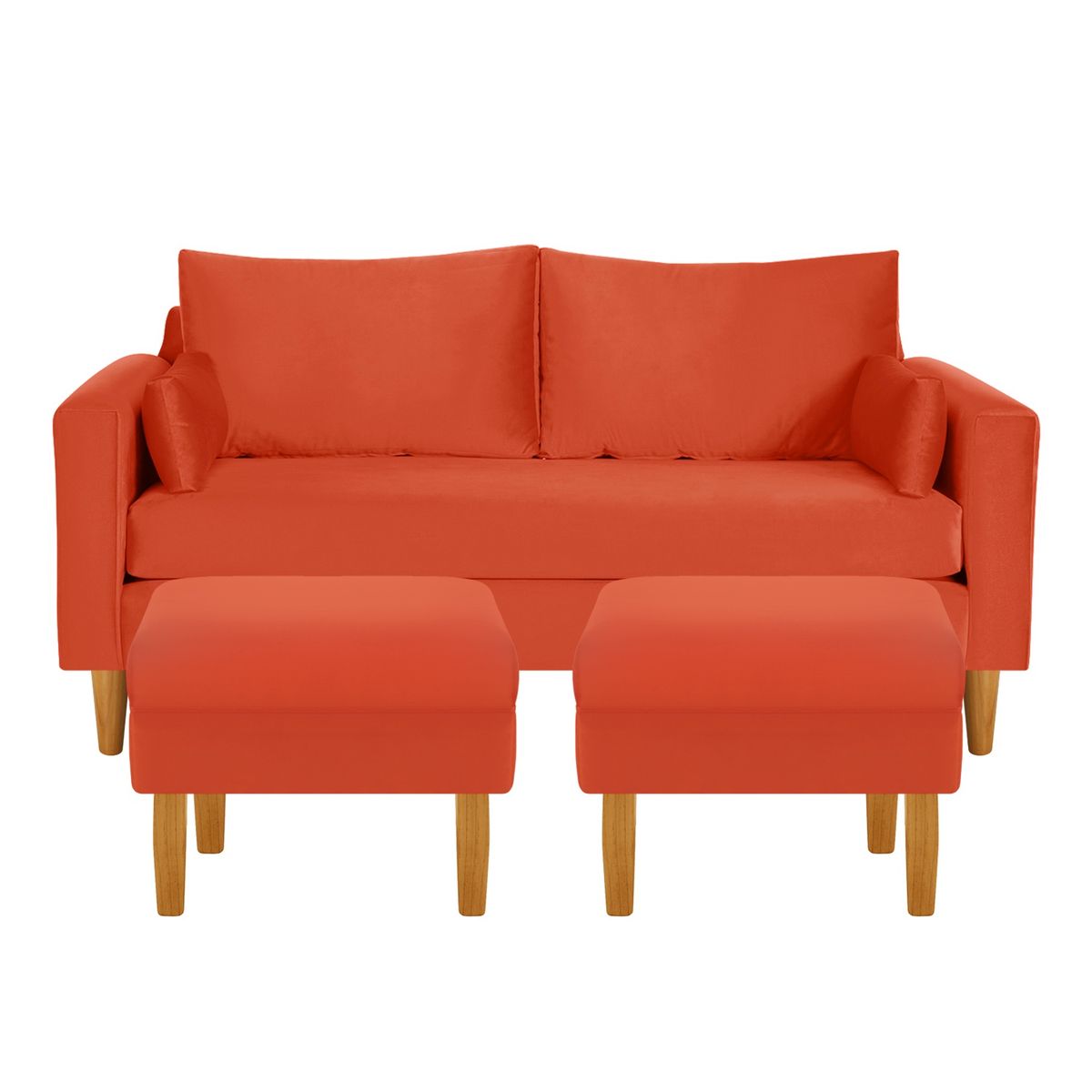 BODEVIR - Sofa Sky 3C+2 Pouf Felpa 04 Naranjo