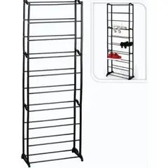 GENERICO - Zapatero armable de aluminio 9 pisos 45 pares negro