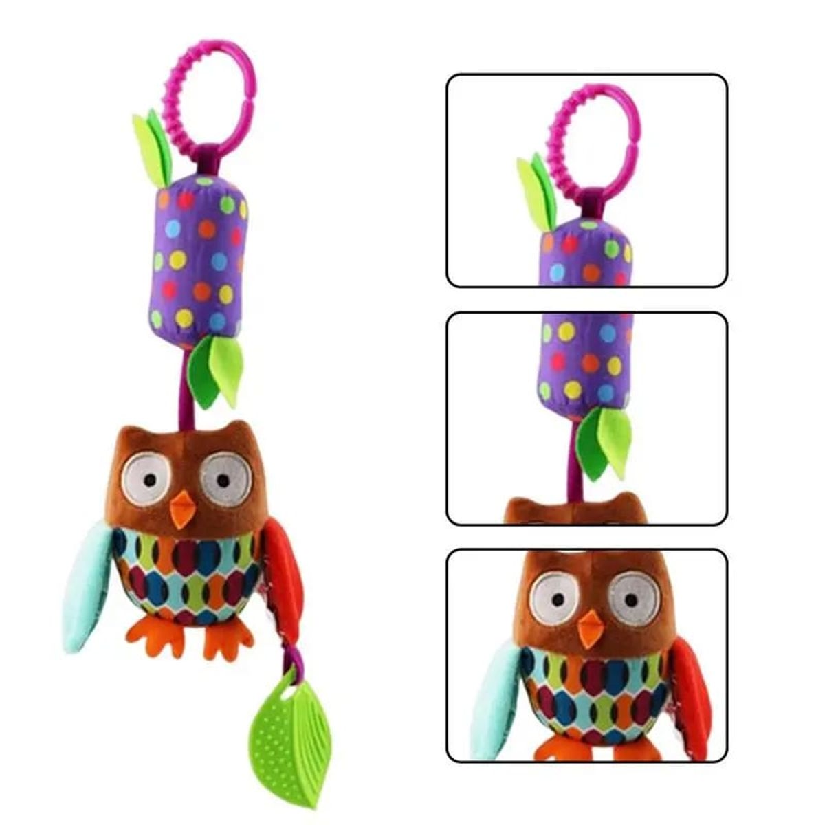OEM - JUGUETE SONAJERO CON MORDEDOR BUHO PARA BEBE